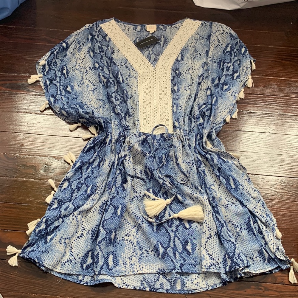 Blue snakeskin coverup. New with tags. Size S.
